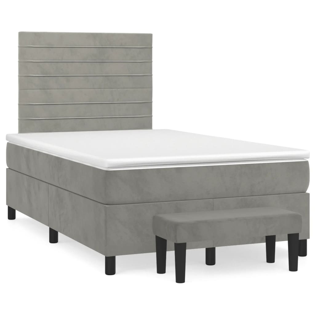 Sommier à lattes de lit et matelas Gris clair 120x200cm Velours - XIOS
