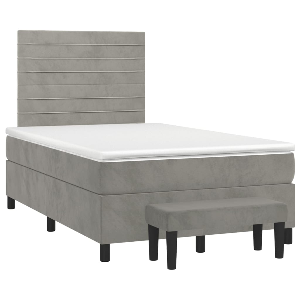 Sommier à lattes de lit et matelas Gris clair 120x200cm Velours - XIOS