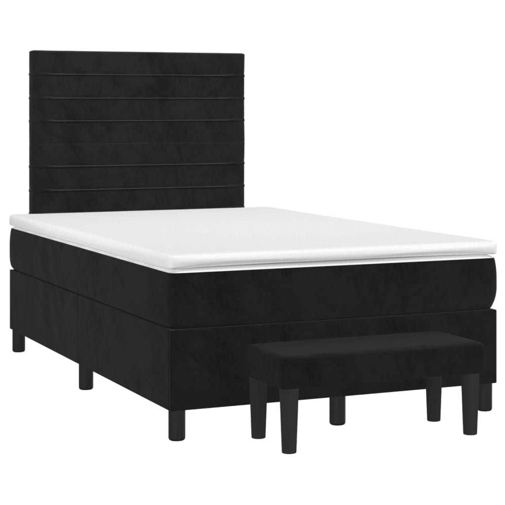Sommier à lattes de lit avec matelas Noir 120x200 cm Velours - XIOS