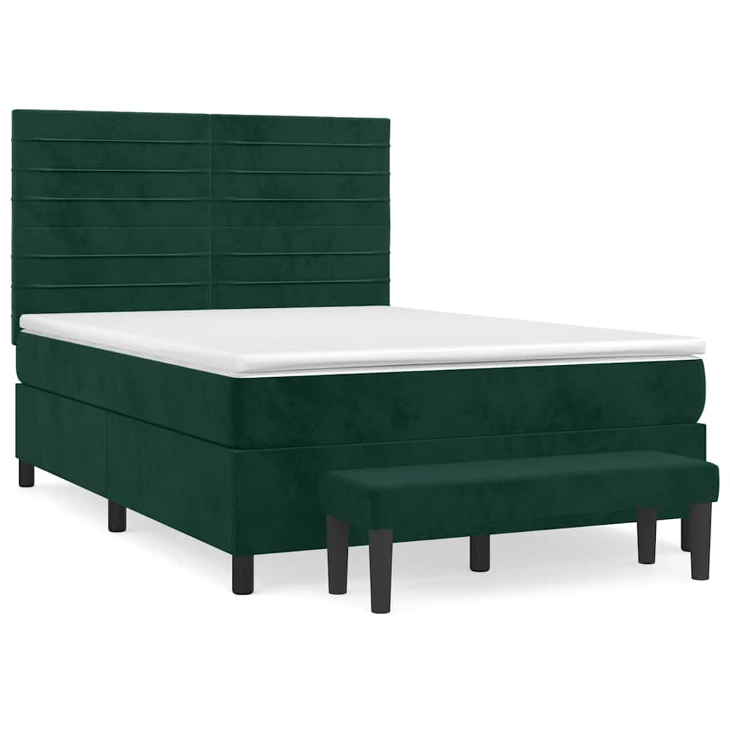 Sommier à lattes de lit et matelas Vert foncé 140x190cm Velours - XIOS