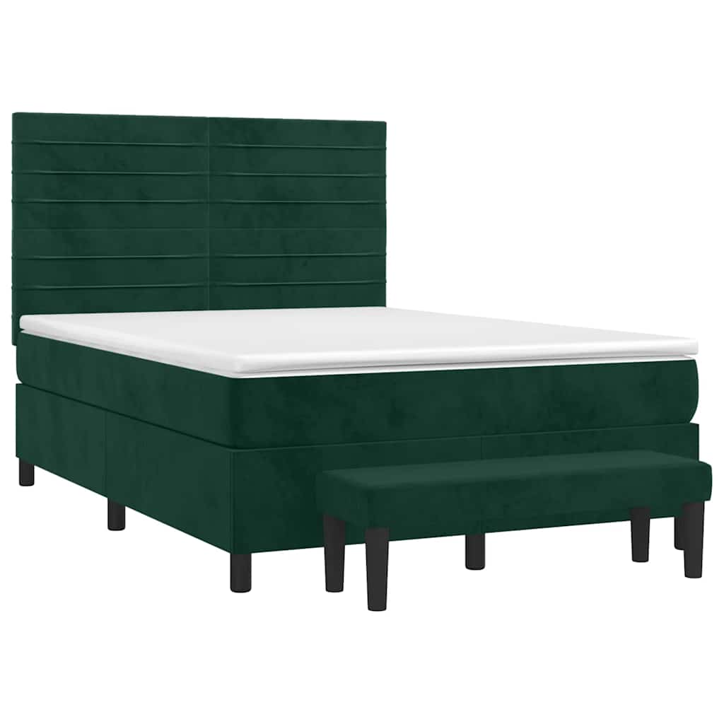 Sommier à lattes de lit et matelas Vert foncé 140x190cm Velours - XIOS