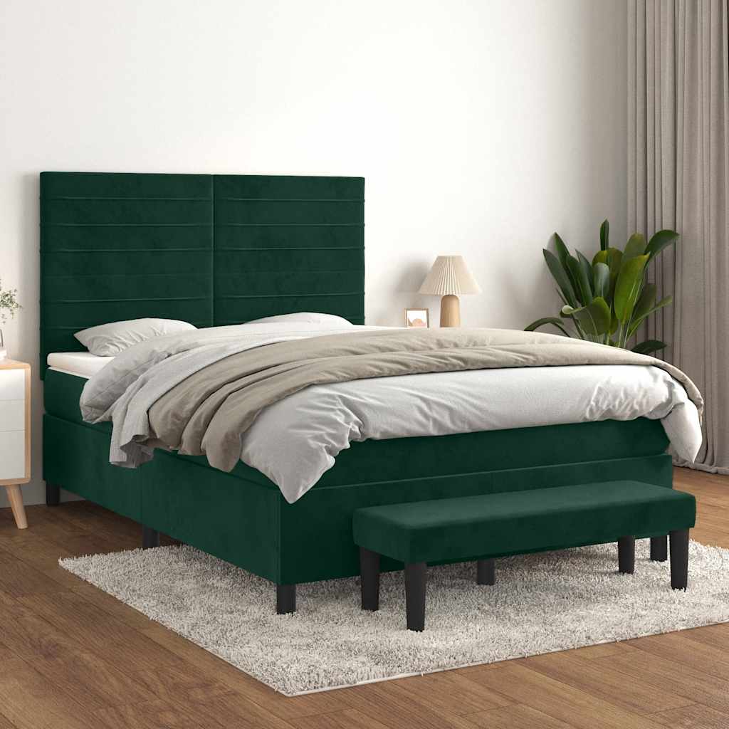 Sommier à lattes de lit et matelas Vert foncé 140x190cm Velours - XIOS