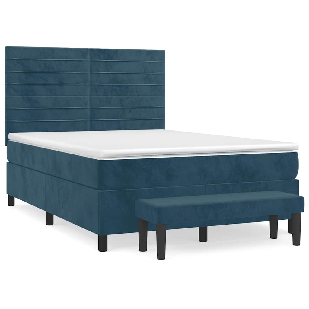 Sommier à lattes de lit et matelas Bleu foncé 140x190cm Velours - XIOS