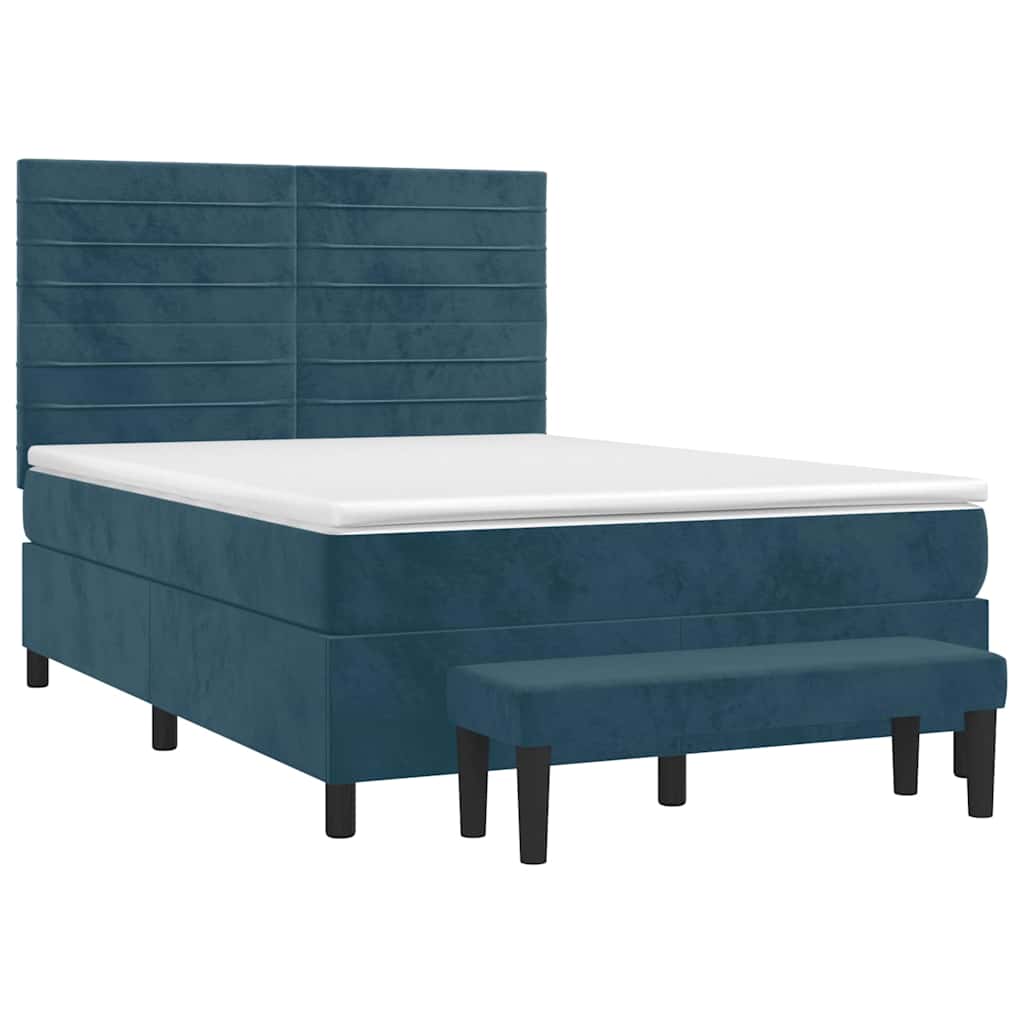 Sommier à lattes de lit et matelas Bleu foncé 140x190cm Velours - XIOS