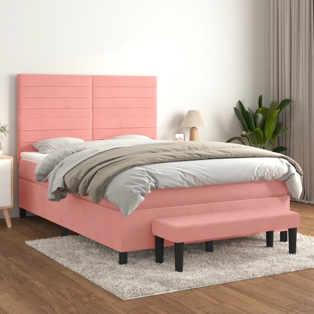 Sommier à lattes de lit avec matelas Rose 140x200 cm Velours - XIOS