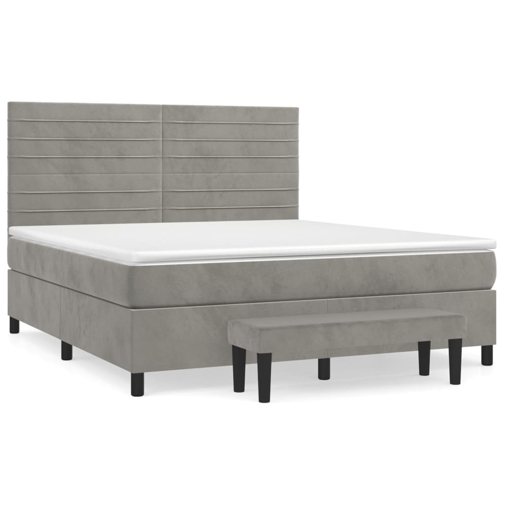 Sommier à lattes de lit et matelas Gris clair 160x200cm Velours - XIOS