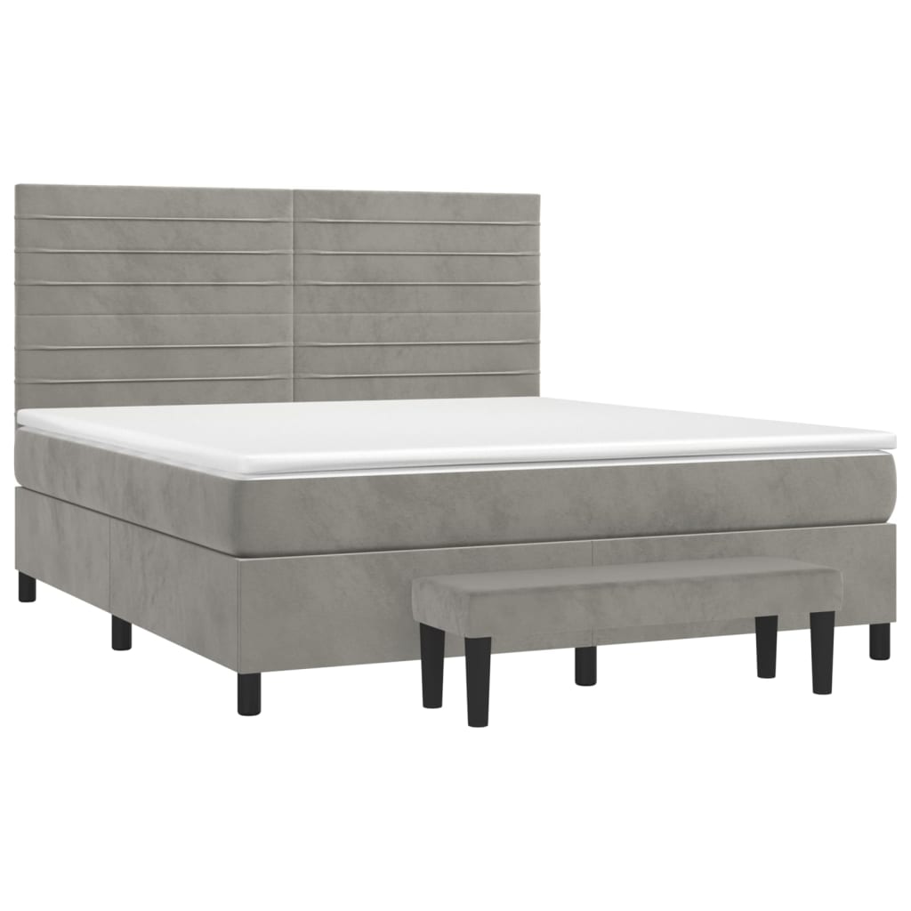 Sommier à lattes de lit et matelas Gris clair 160x200cm Velours - XIOS