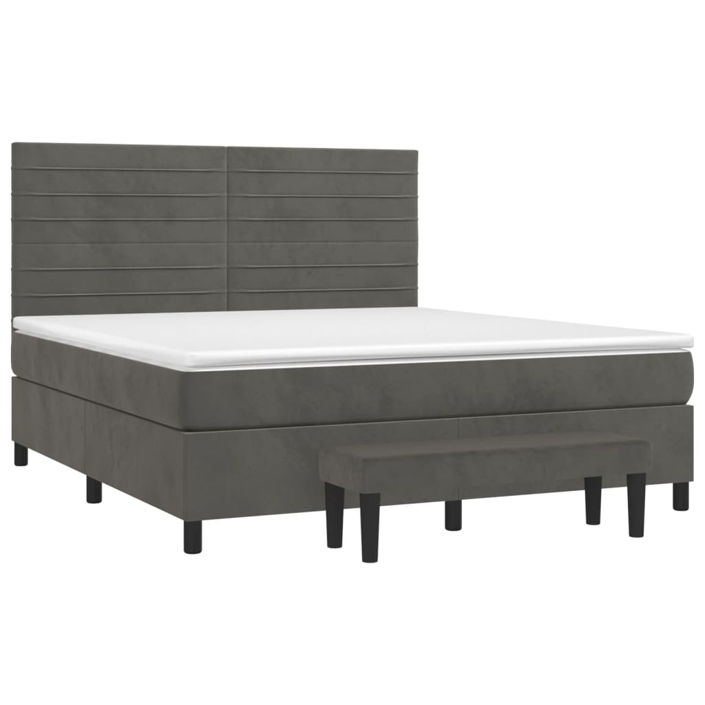 Sommier à lattes de lit et matelas Gris foncé 160x200cm Velours - XIOS
