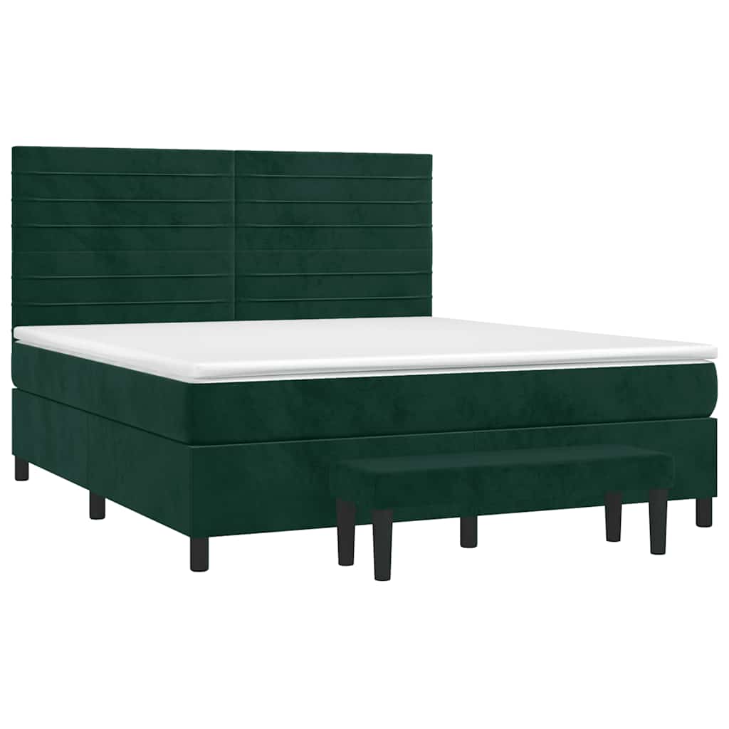 Sommier à lattes de lit et matelas Vert foncé 160x200cm Velours