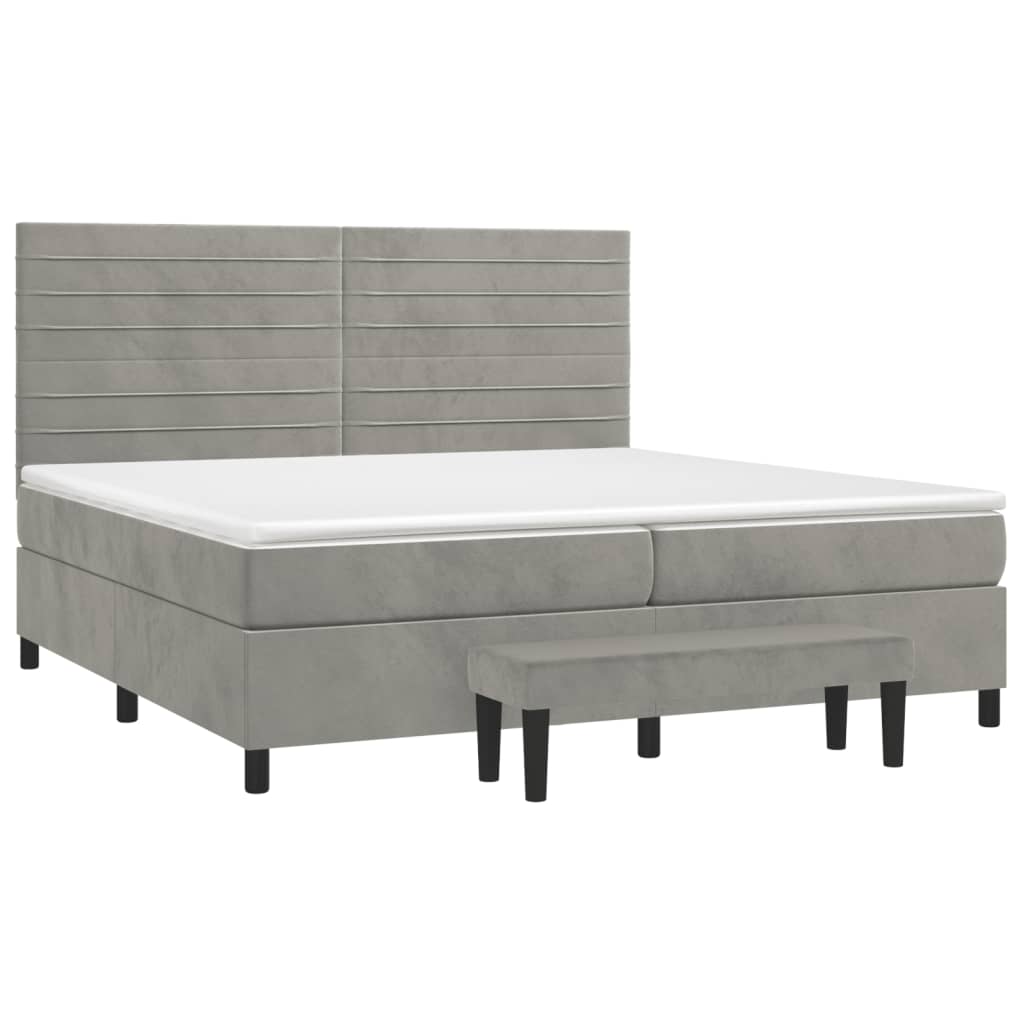 Sommier à lattes de lit et matelas Gris clair 200x200cm Velours - XIOS