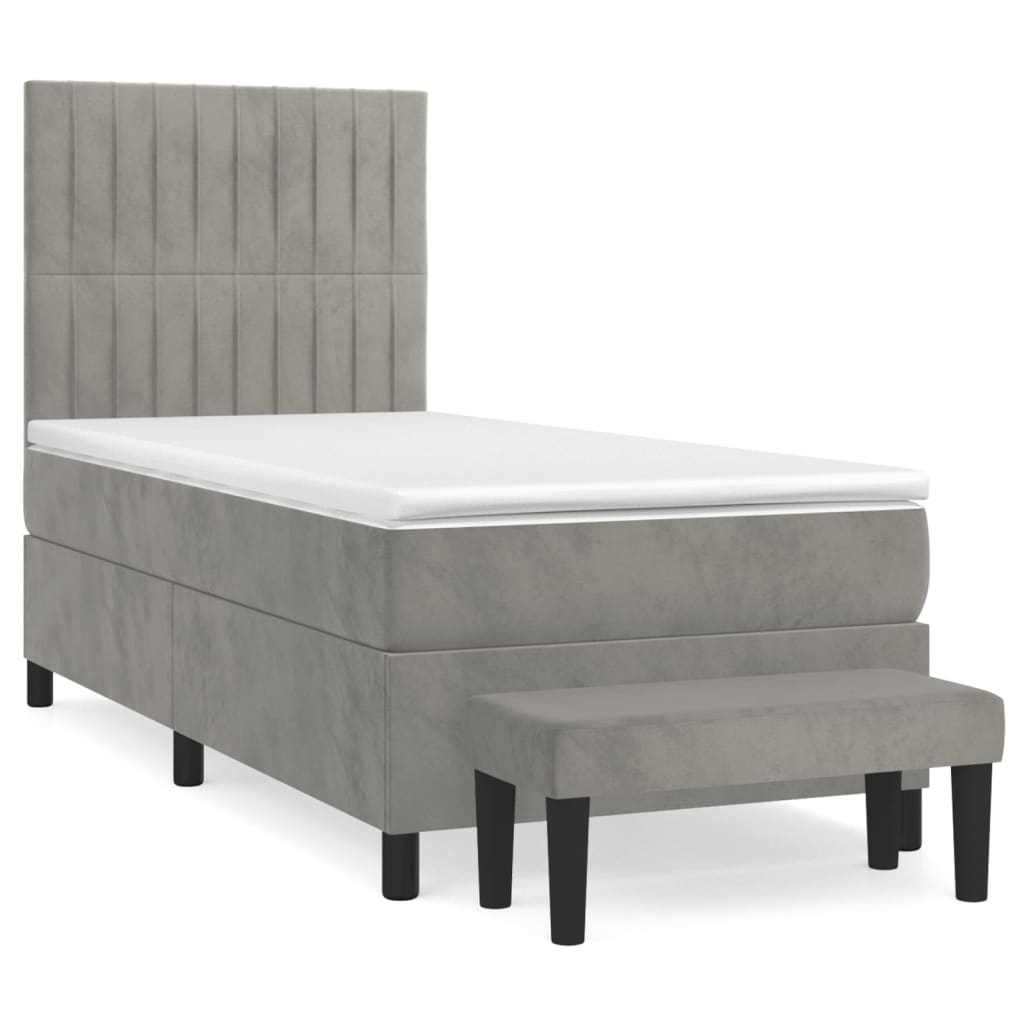 Sommier à lattes de lit et matelas Gris clair 80x200 cm Velours - XIOS