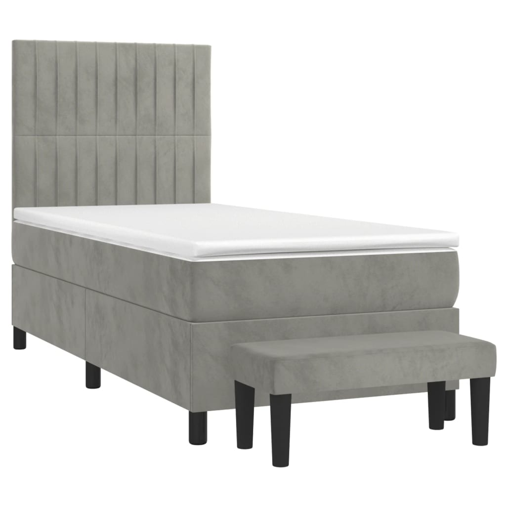 Sommier à lattes de lit et matelas Gris clair 90x190 cm Velours - XIOS