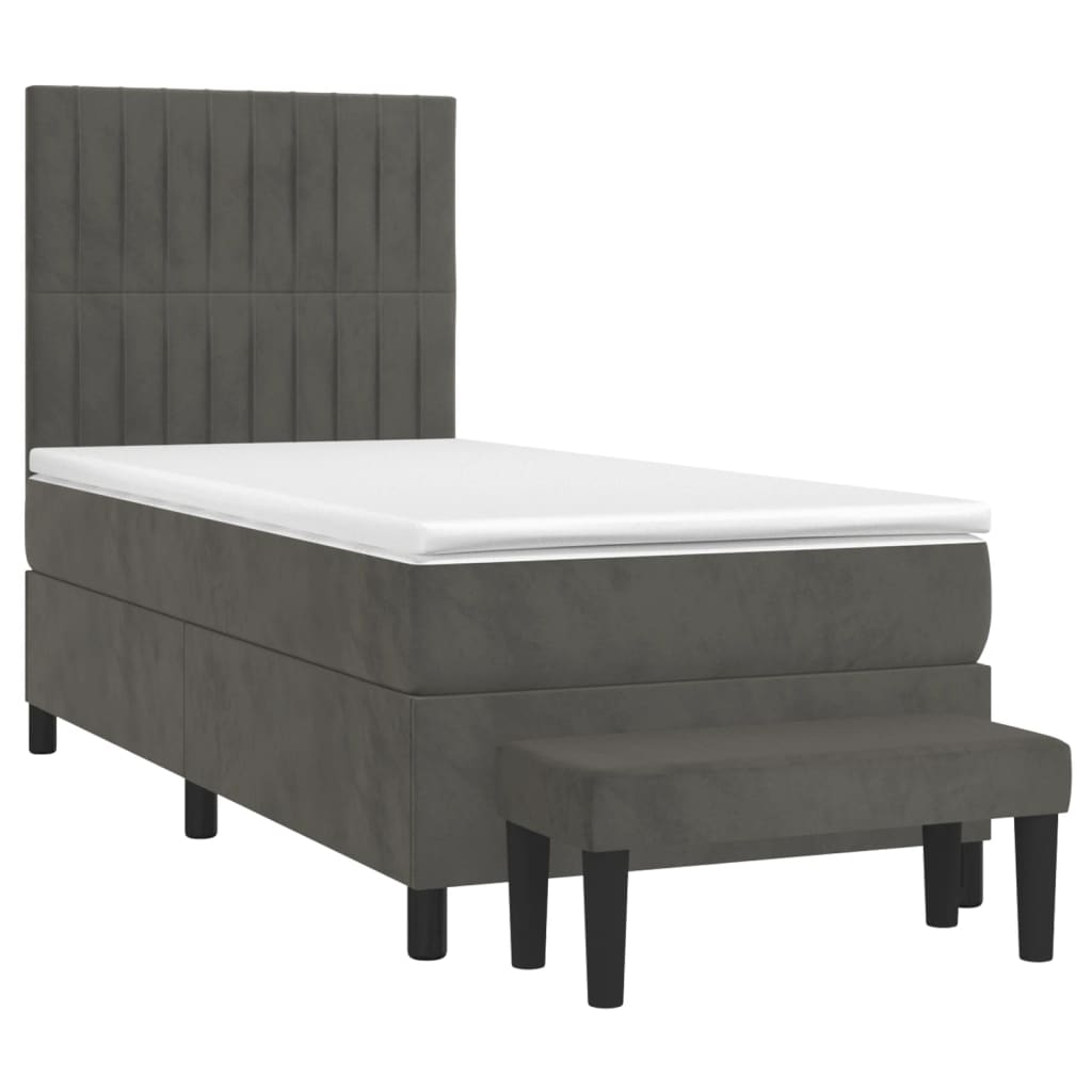Sommier à lattes de lit et matelas Gris foncé 90x190 cm Velours - XIOS