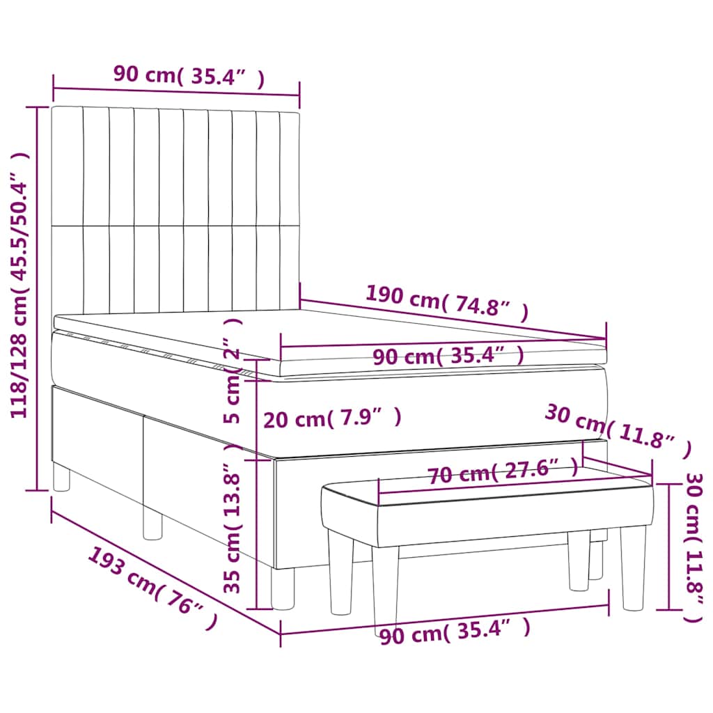 Sommier à lattes de lit avec matelas Vert foncé 90x190 cm - XIOS