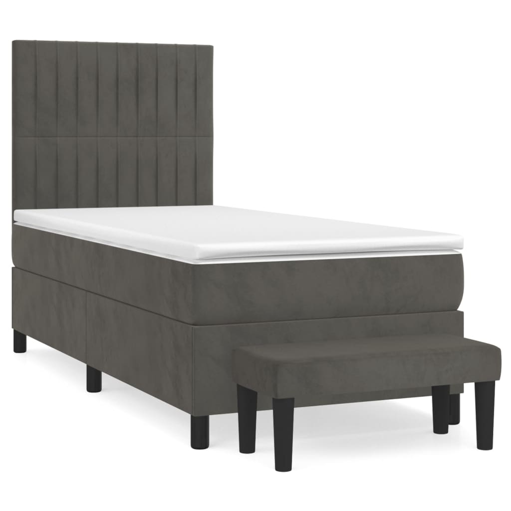 Sommier à lattes de lit et matelas Gris foncé 90x200 cm Velours - XIOS