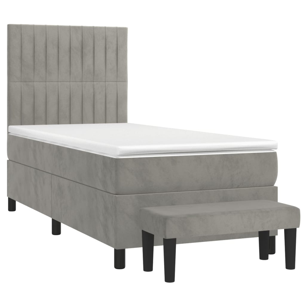 Sommier à lattes de lit et matelas Gris clair 100x200cm Velours - XIOS