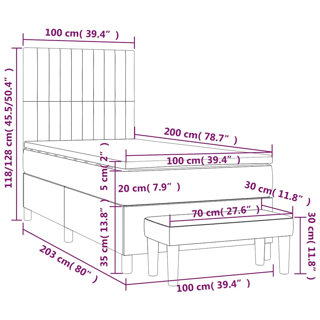Sommier à lattes de lit avec matelas Vert foncé 100x200 cm - XIOS