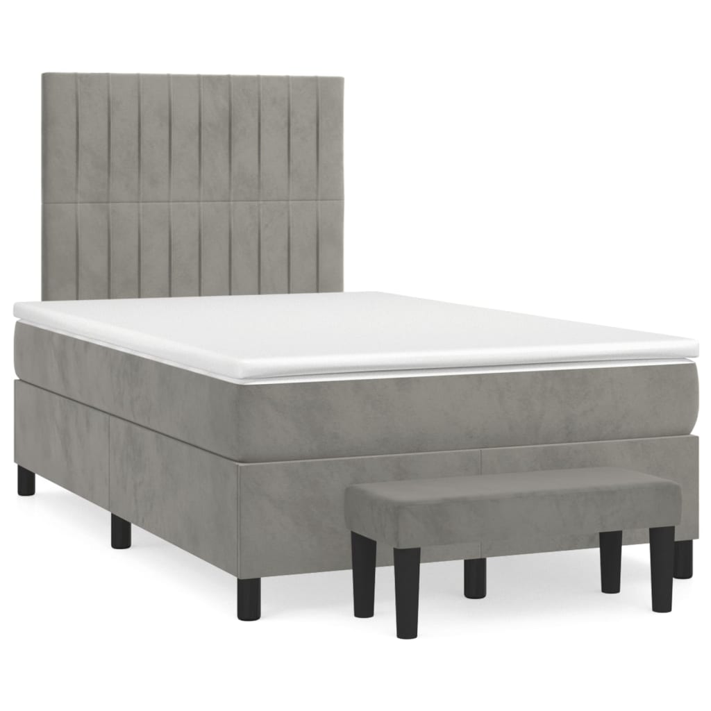 Sommier à lattes de lit et matelas Gris clair 120x200cm Velours - XIOS