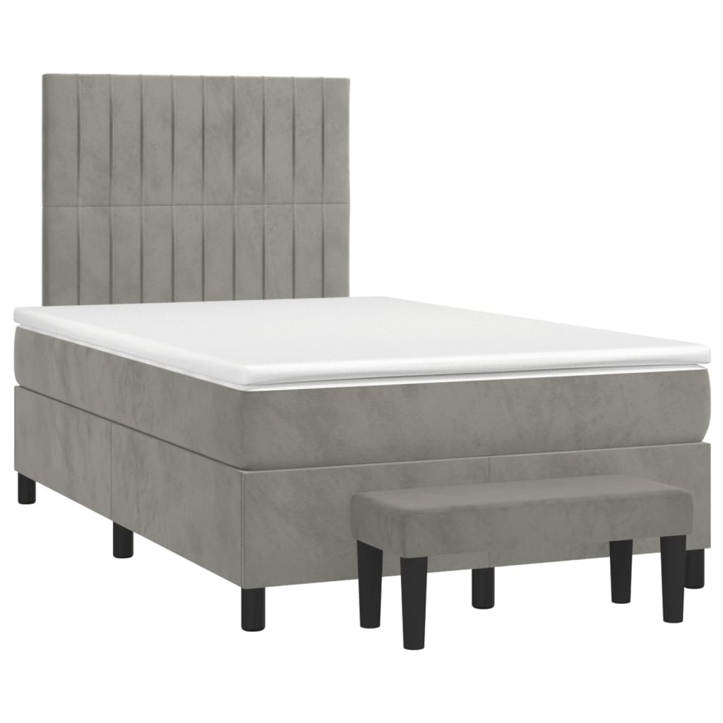 Sommier à lattes de lit et matelas Gris clair 120x200cm Velours - XIOS