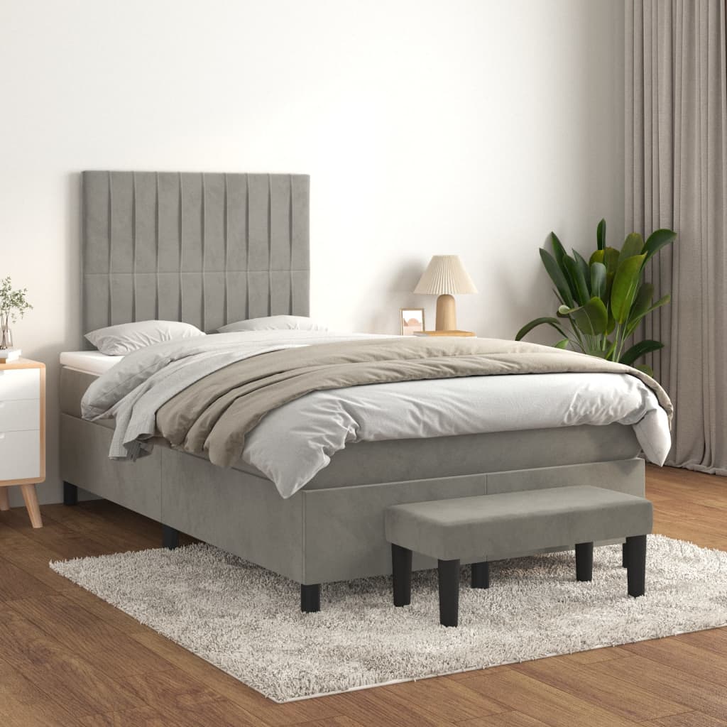 Sommier à lattes de lit et matelas Gris clair 120x200cm Velours - XIOS