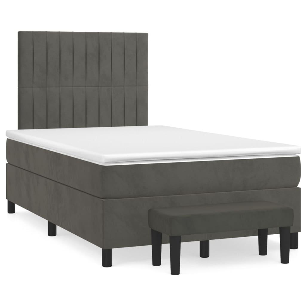 Sommier à lattes de lit et matelas Gris foncé 120x200cm Velours - XIOS