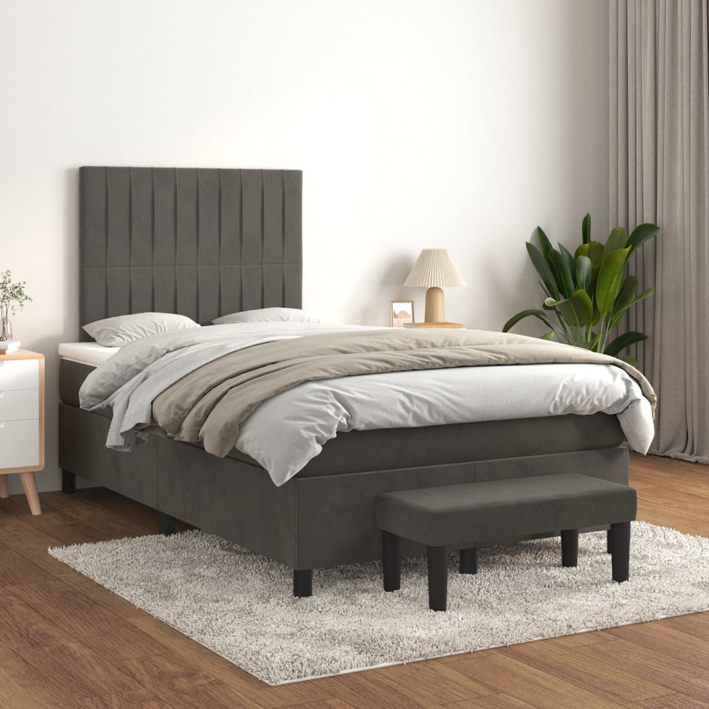 Sommier à lattes de lit et matelas Gris foncé 120x200cm Velours - XIOS