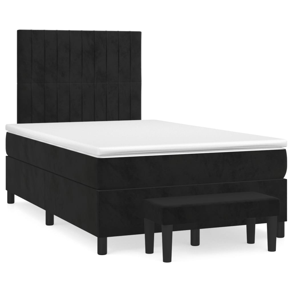 Sommier à lattes de lit avec matelas Noir 120x200 cm Velours - XIOS
