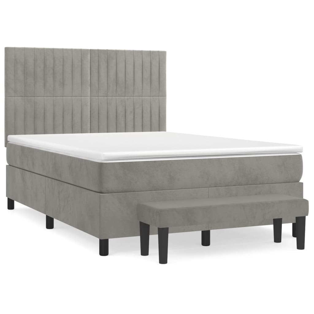 Sommier à lattes de lit et matelas Gris clair 140x190cm Velours - XIOS