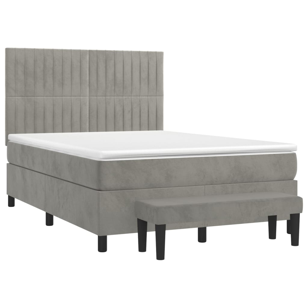 Sommier à lattes de lit et matelas Gris clair 140x190cm Velours - XIOS