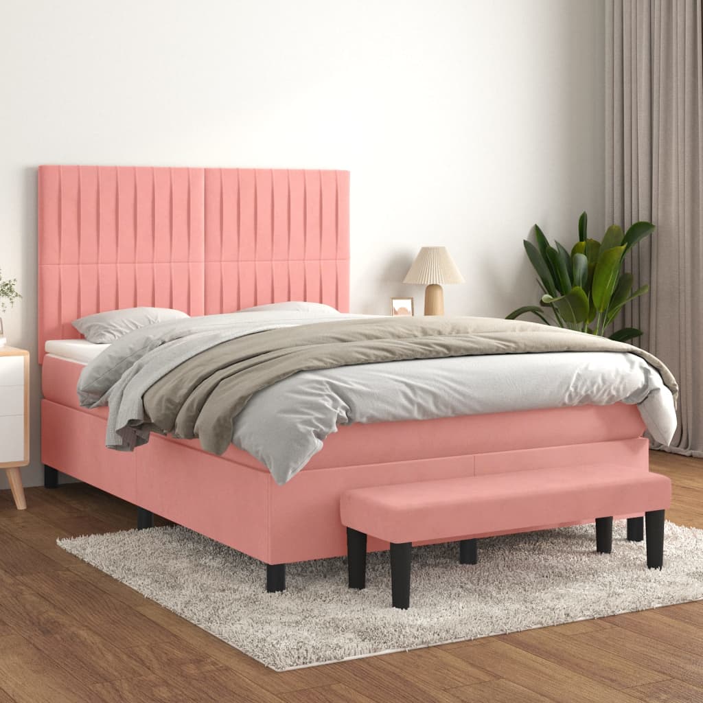 Sommier à lattes de lit avec matelas Rose 140x190 cm Velours - XIOS