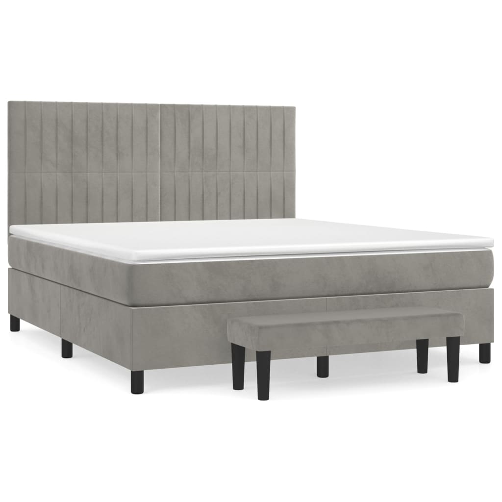Sommier à lattes de lit et matelas Gris clair 160x200cm Velours - XIOS