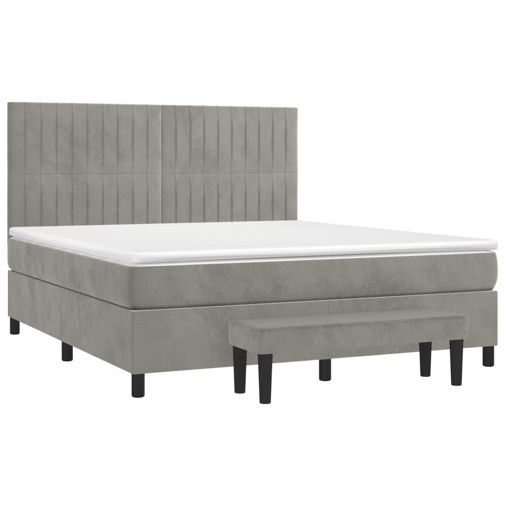 Sommier à lattes de lit et matelas Gris clair 160x200cm Velours - XIOS