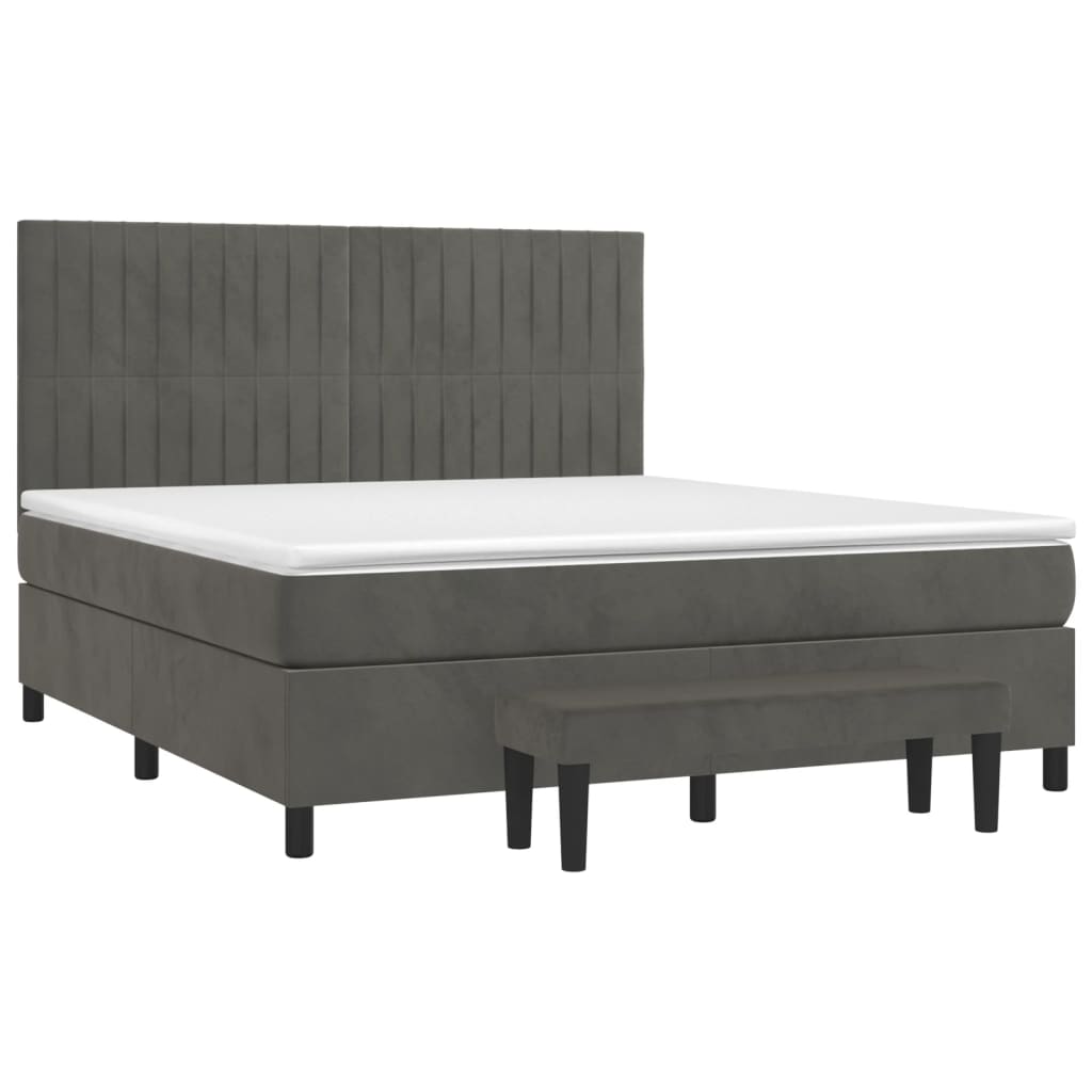 Sommier à lattes de lit et matelas Gris foncé 160x200cm Velours - XIOS