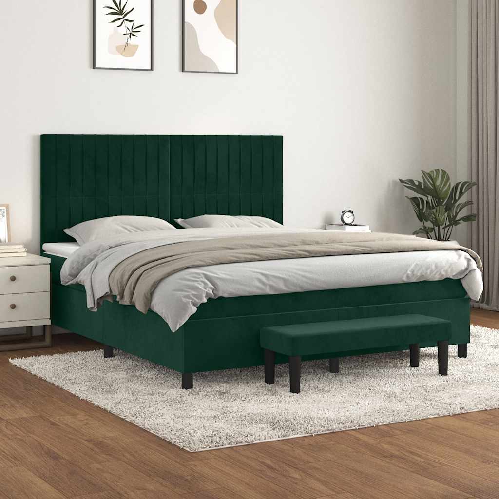 Sommier à lattes de lit et matelas Vert foncé 160x200cm Velours - XIOS