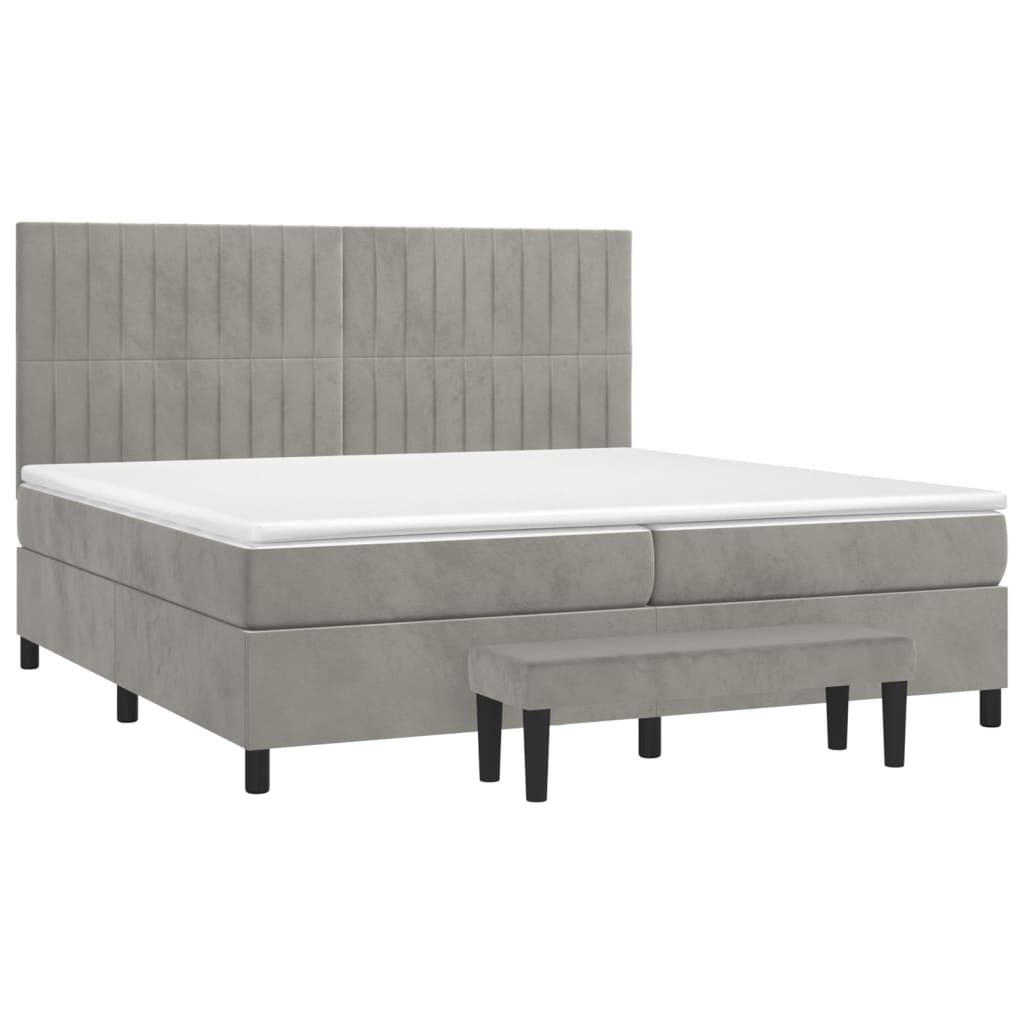 Sommier à lattes de lit et matelas Gris clair 200x200cm Velours - XIOS
