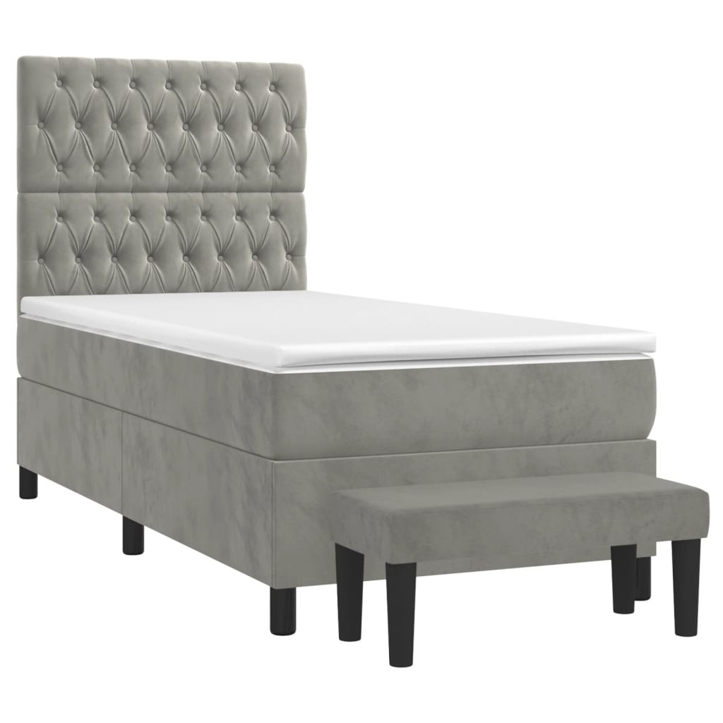 Sommier à lattes de lit et matelas Gris clair 80x200 cm Velours - XIOS
