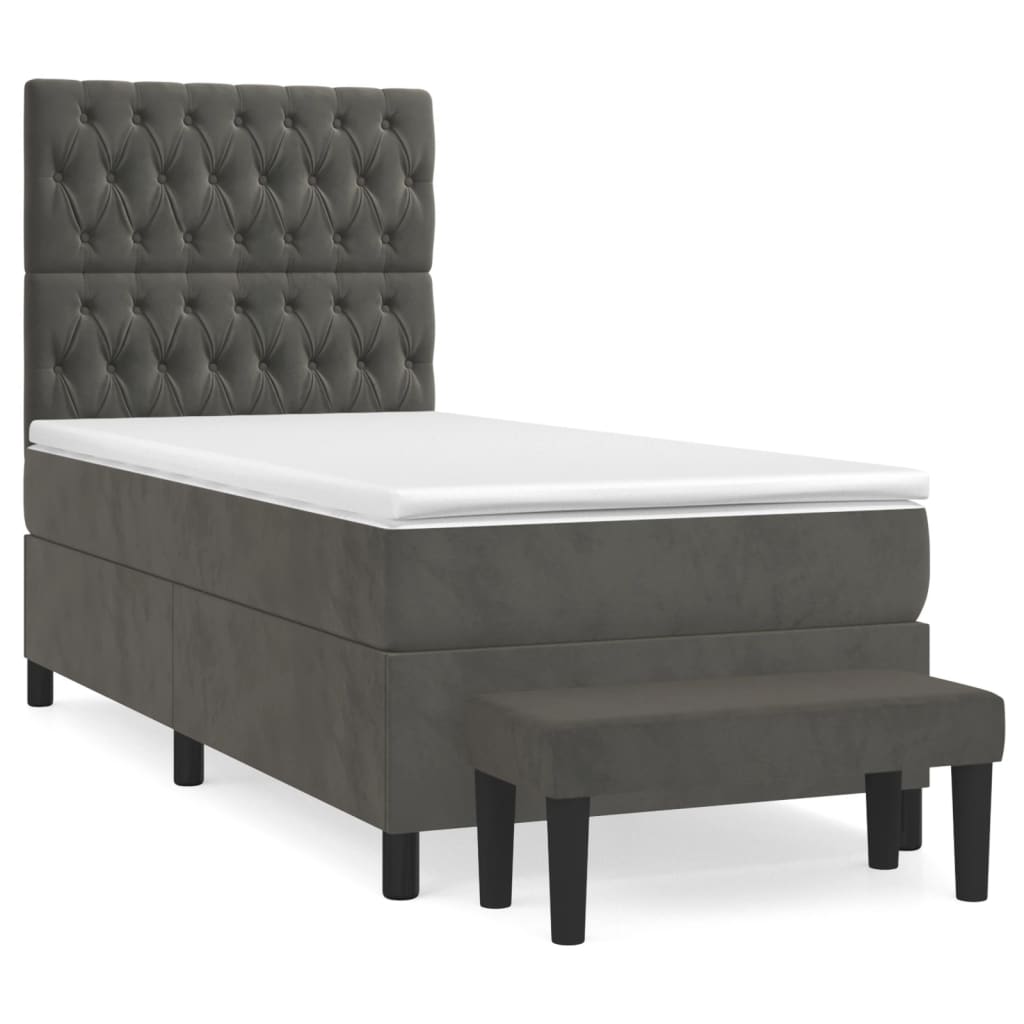 Sommier à lattes de lit et matelas Gris foncé 80x200 cm Velours - XIOS