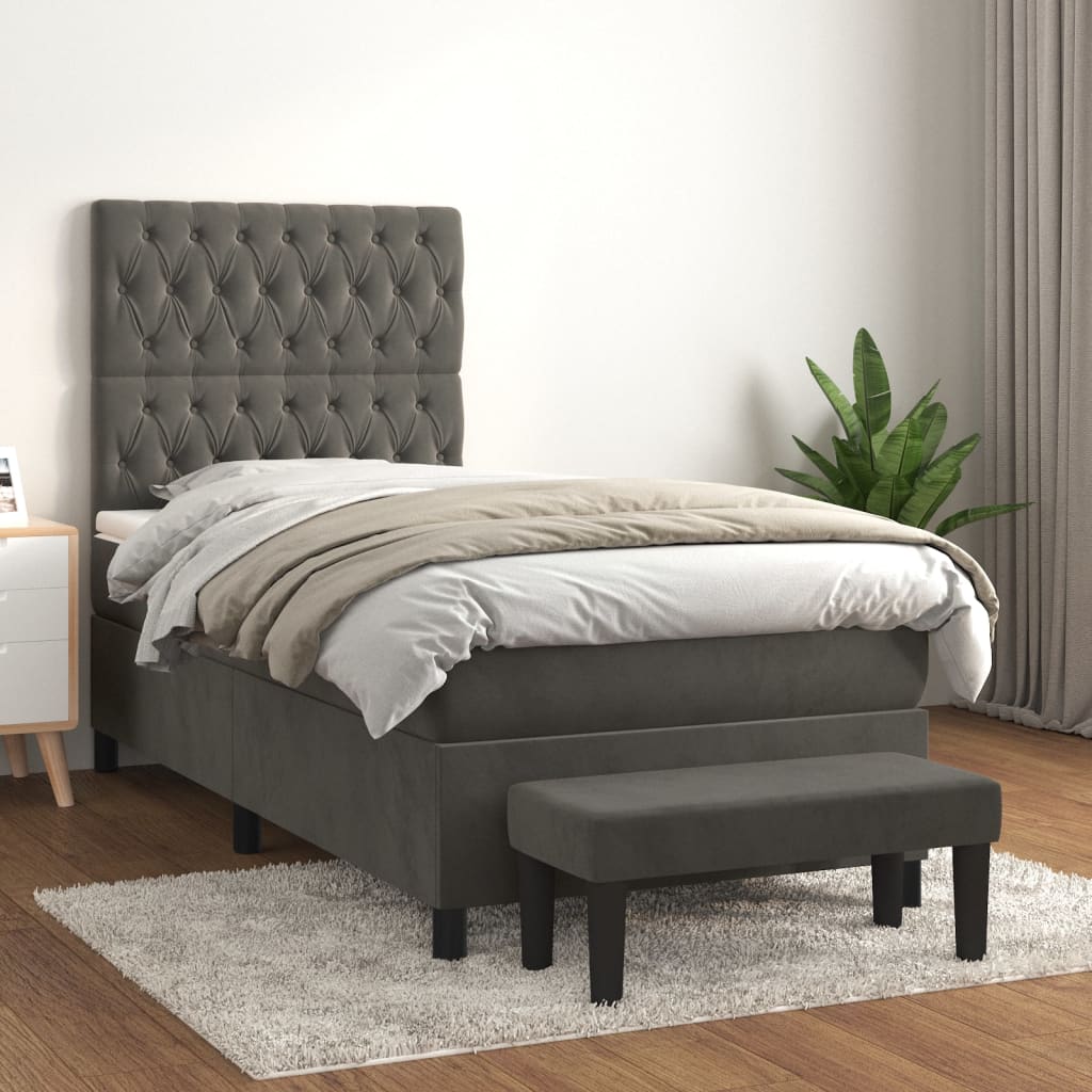 Sommier à lattes de lit et matelas Gris foncé 80x200 cm Velours - XIOS