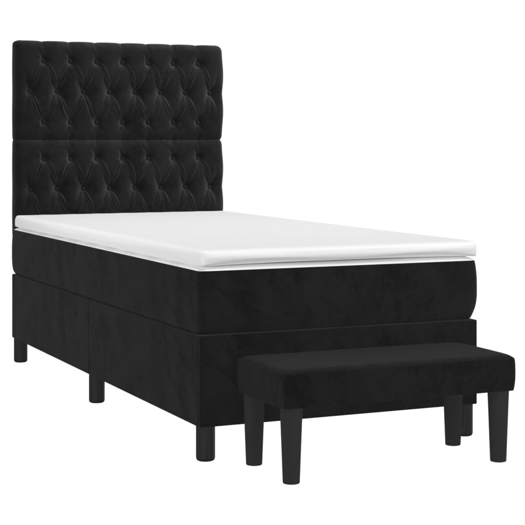 Sommier à lattes de lit et matelas Noir 80x200 cm Velours - XIOS