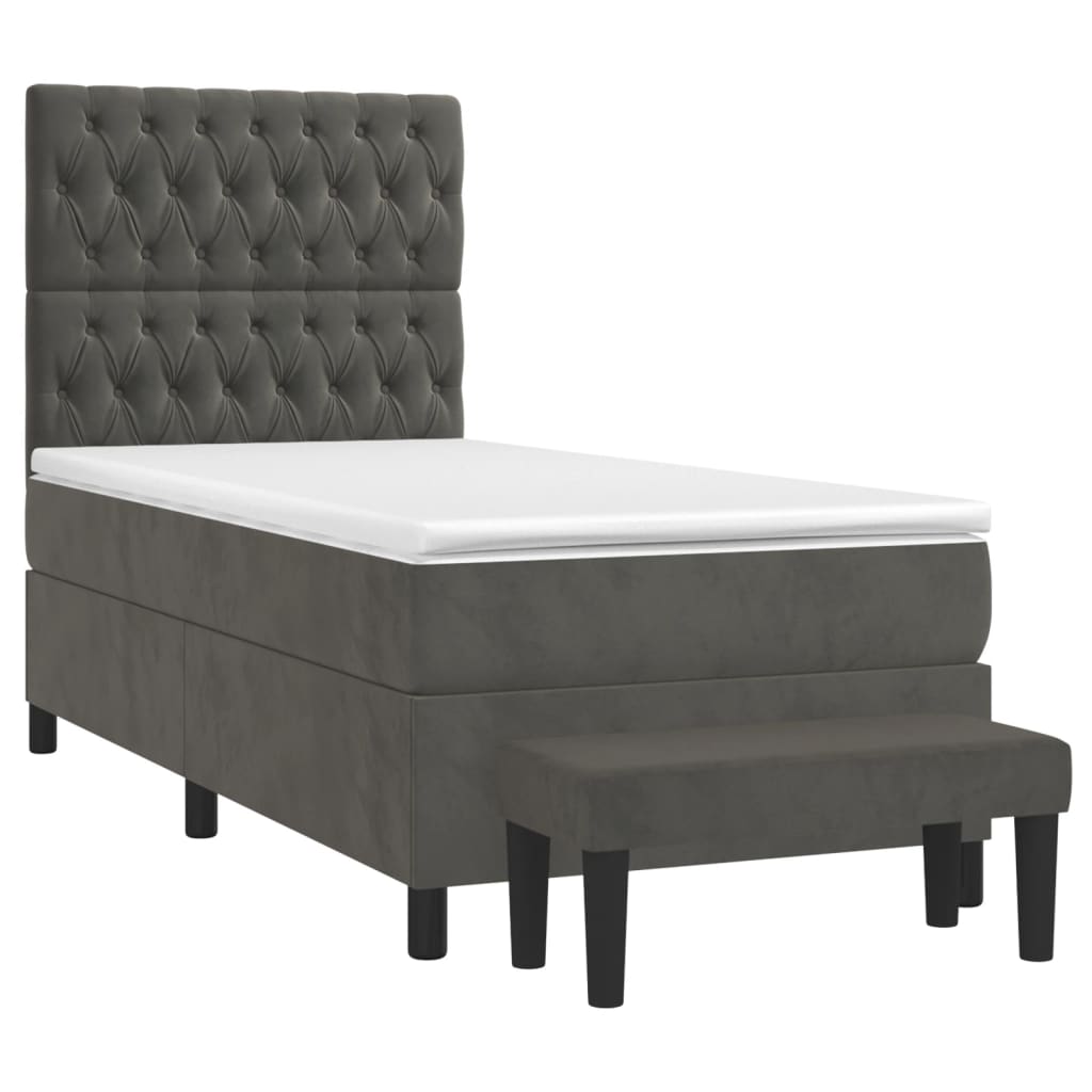 Sommier à lattes de lit et matelas Gris foncé 90x190 cm Velours - XIOS
