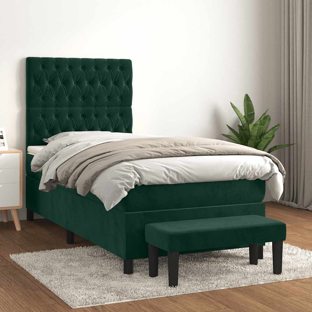 Sommier à lattes de lit avec matelas Vert foncé 90x190 cm - XIOS