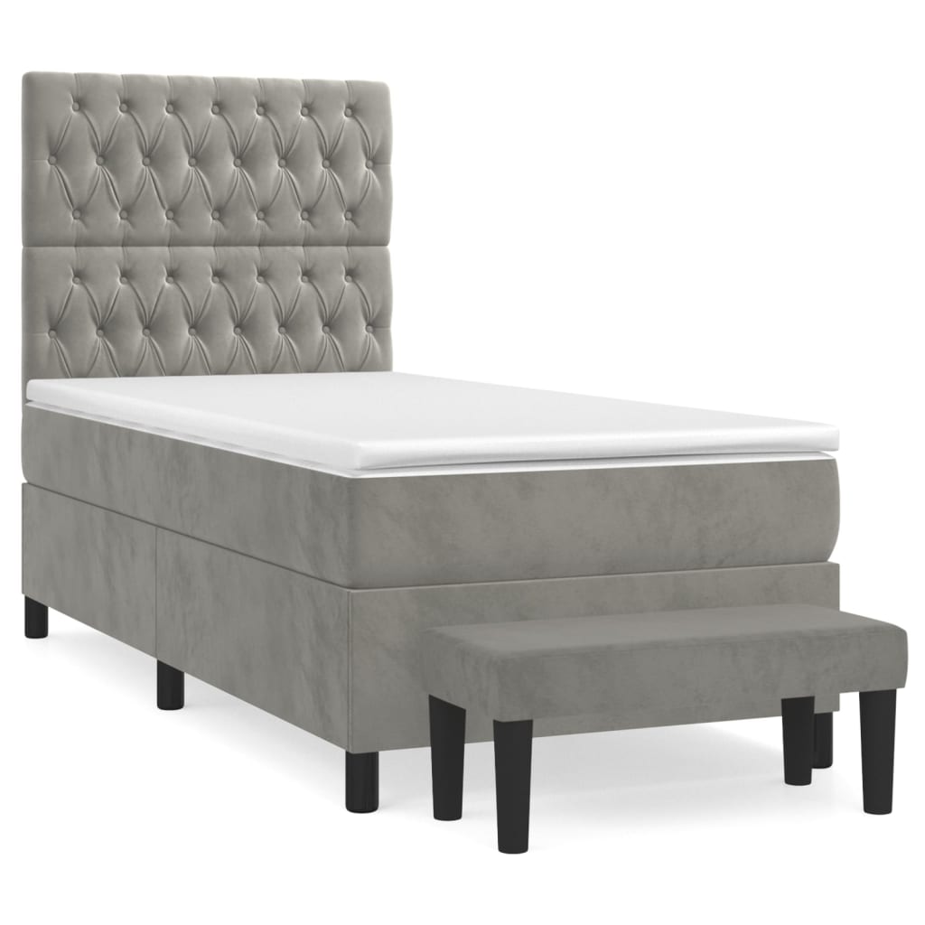 Sommier à lattes de lit et matelas Gris clair 90x200 cm Velours - XIOS