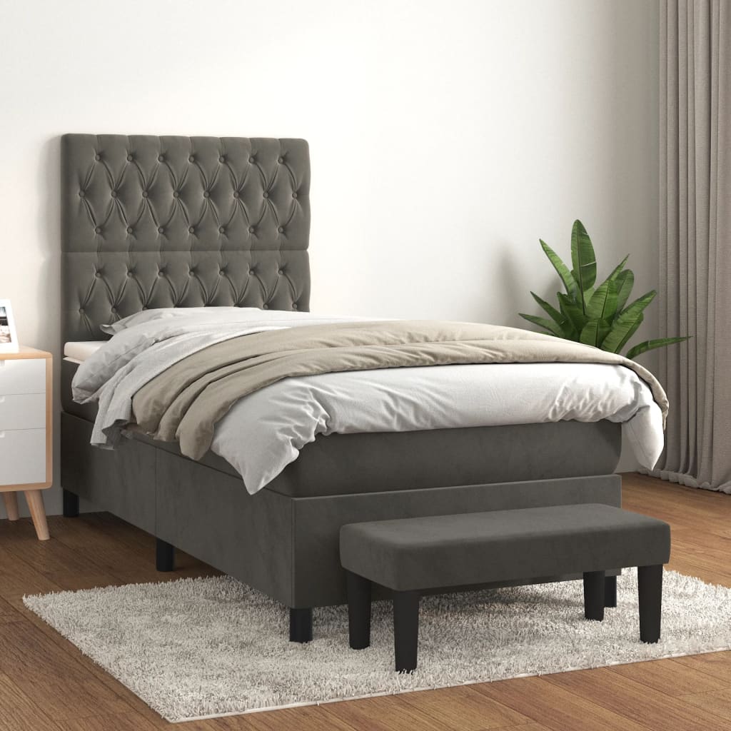 Sommier à lattes de lit avec matelas Gris foncé 100x200 cm - XIOS