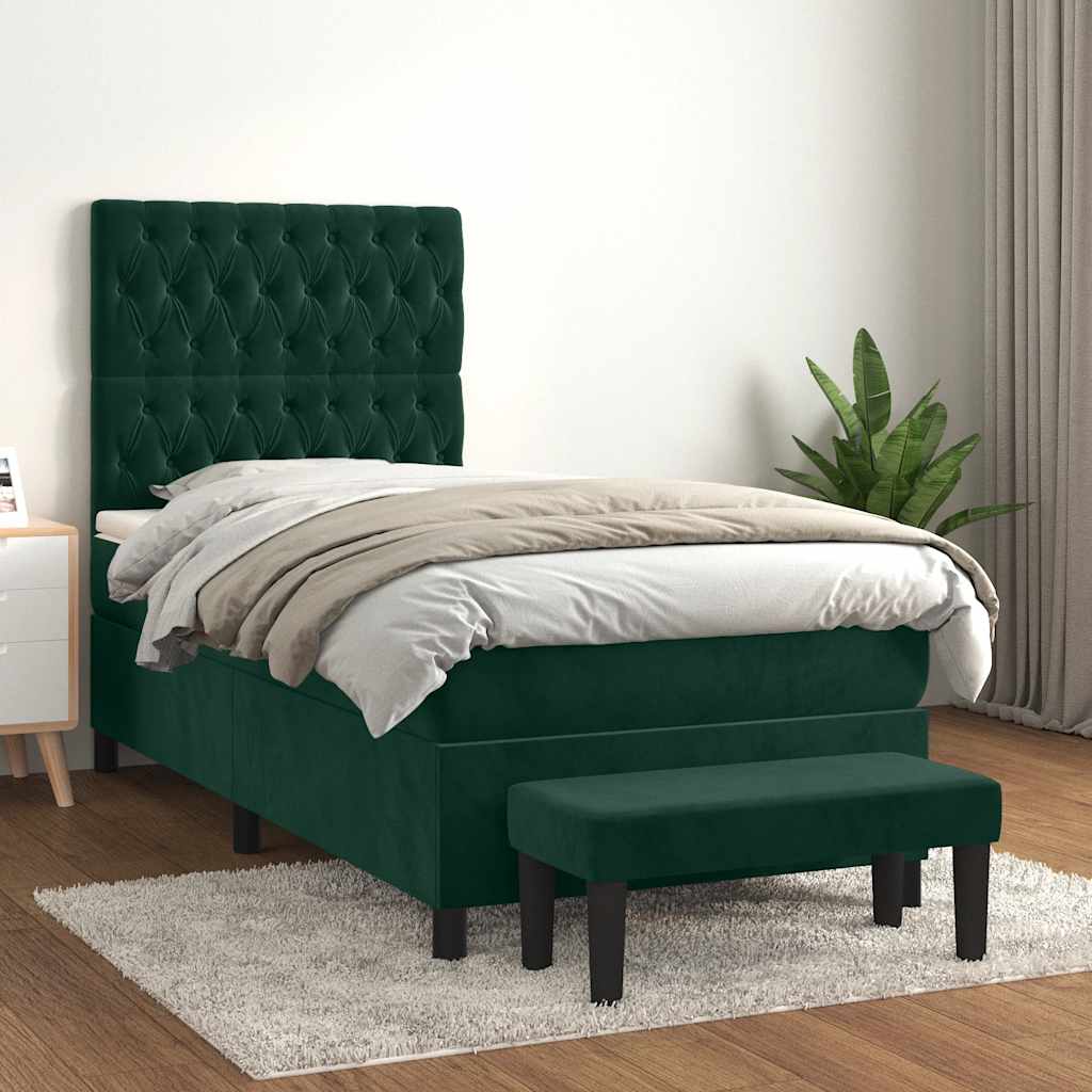 Sommier à lattes de lit avec matelas Vert foncé 100x200 cm - XIOS