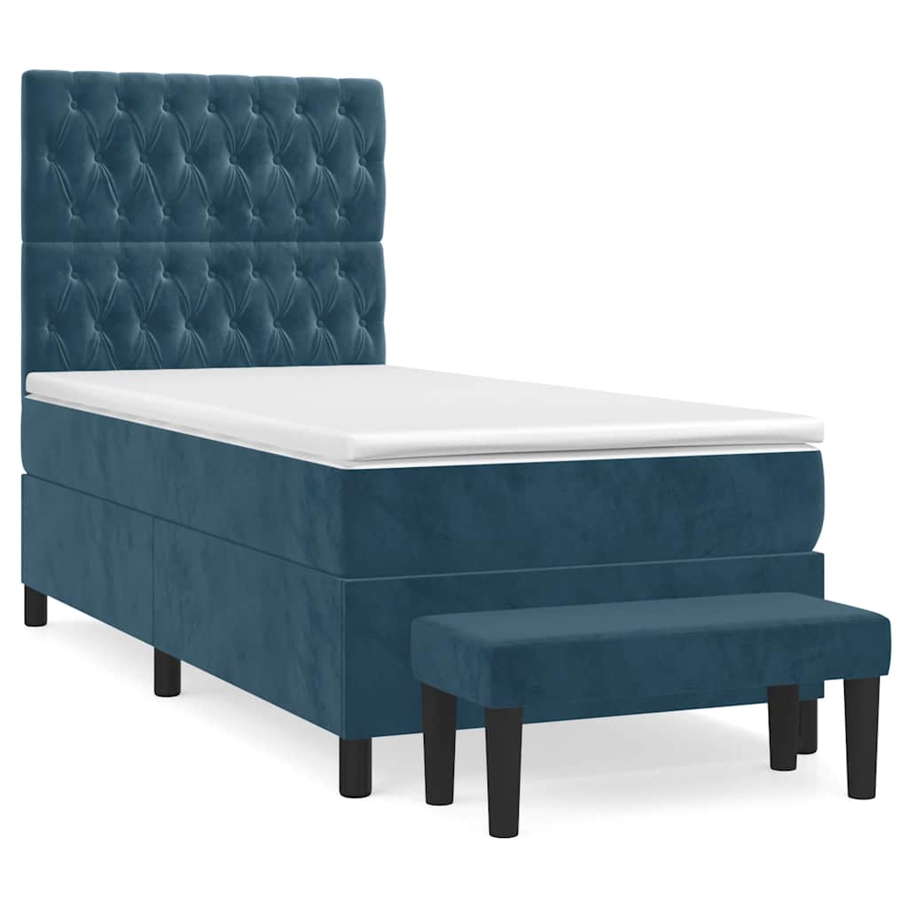 Sommier à lattes de lit avec matelas Bleu foncé 100x200 cm - XIOS