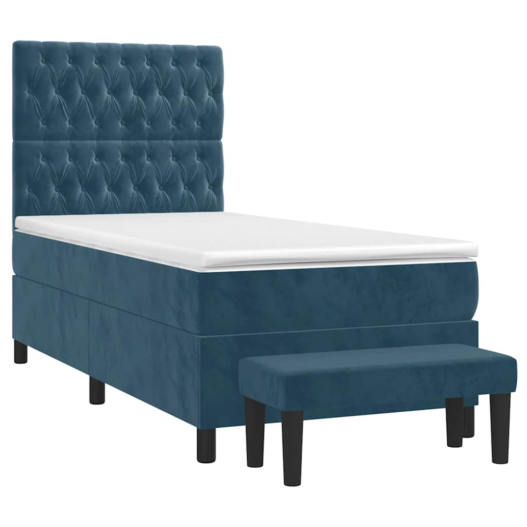 Sommier à lattes de lit avec matelas Bleu foncé 100x200 cm - XIOS