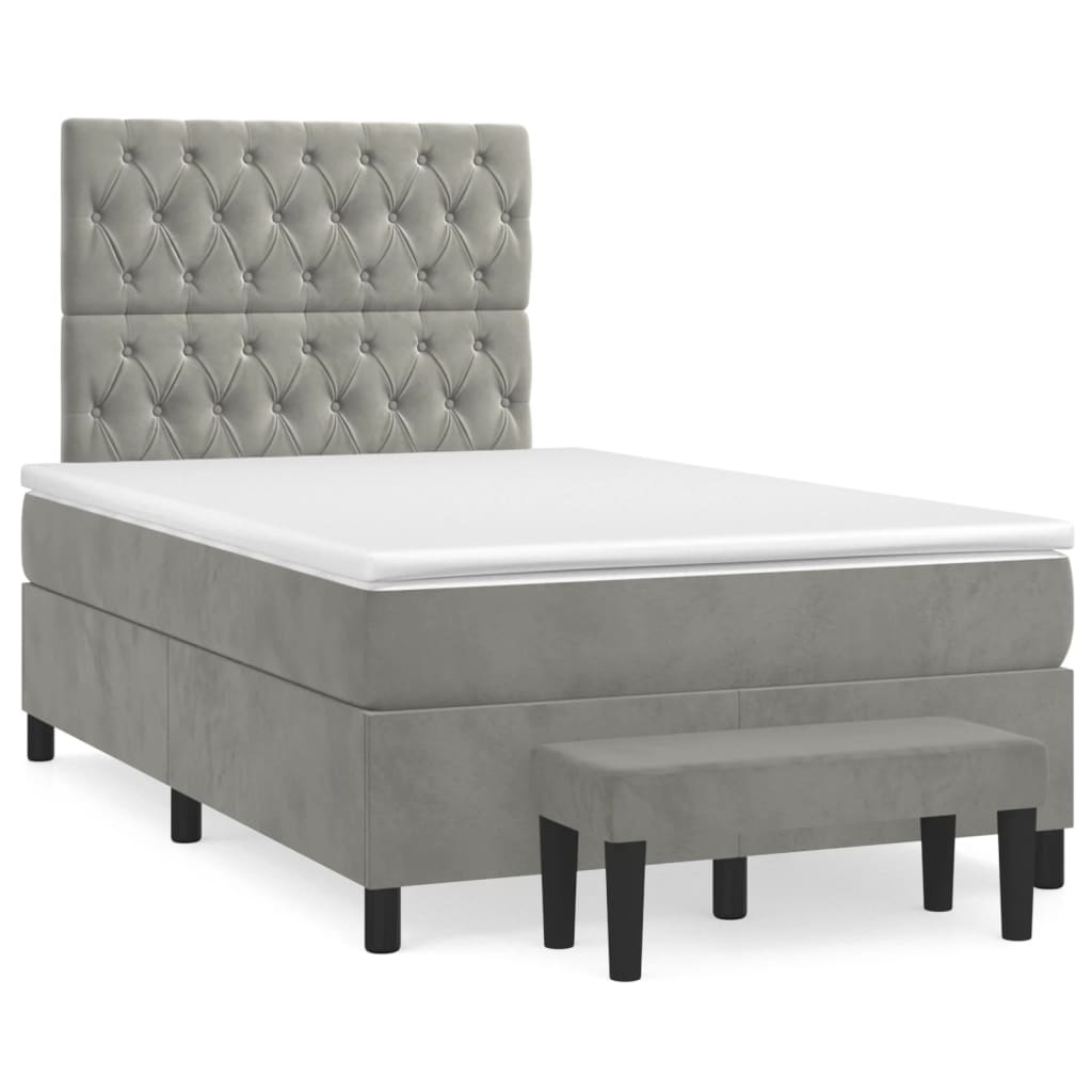Sommier à lattes de lit et matelas Gris clair 120x200cm Velours - XIOS