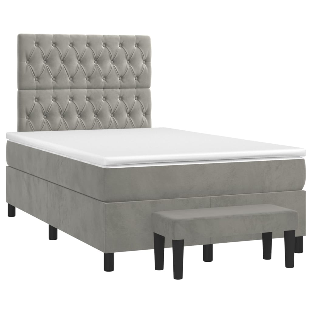 Sommier à lattes de lit et matelas Gris clair 120x200cm Velours - XIOS