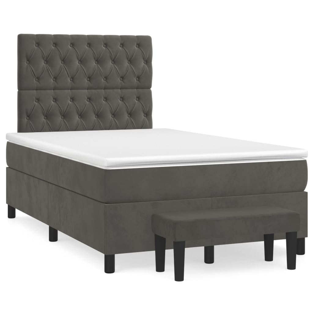 Sommier à lattes de lit et matelas Gris foncé 120x200cm Velours - XIOS