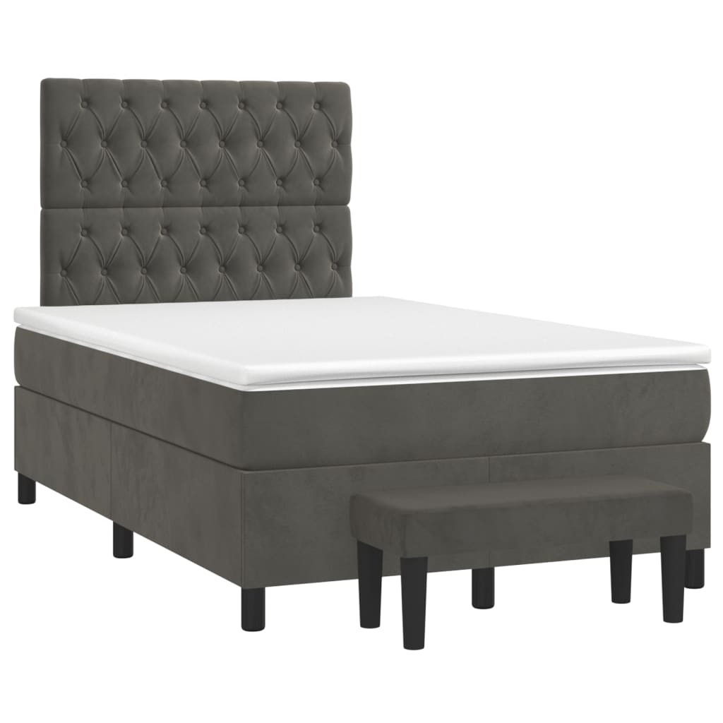 Sommier à lattes de lit et matelas Gris foncé 120x200cm Velours - XIOS